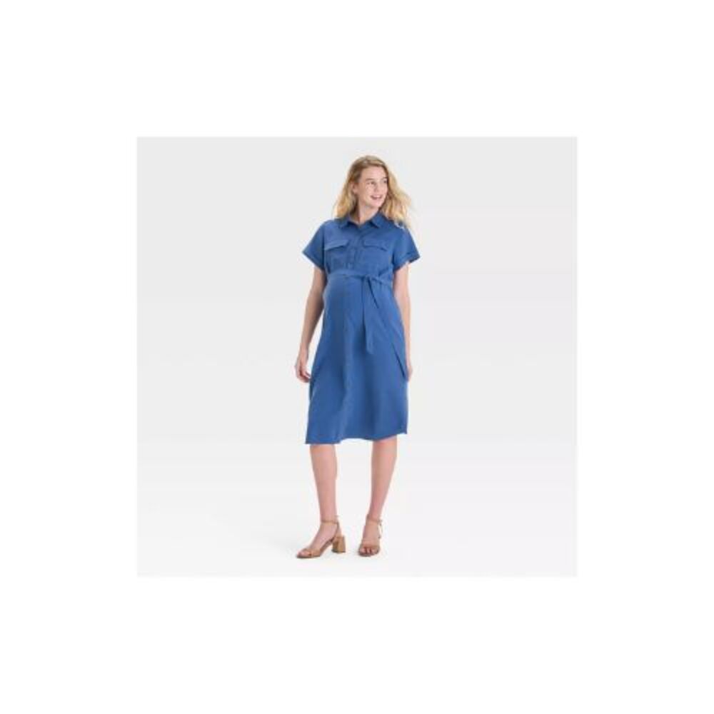 Short Sleeve Midi Maternity Shirtdress Isabel Maternity by Ingrid & Isabel LARGE
